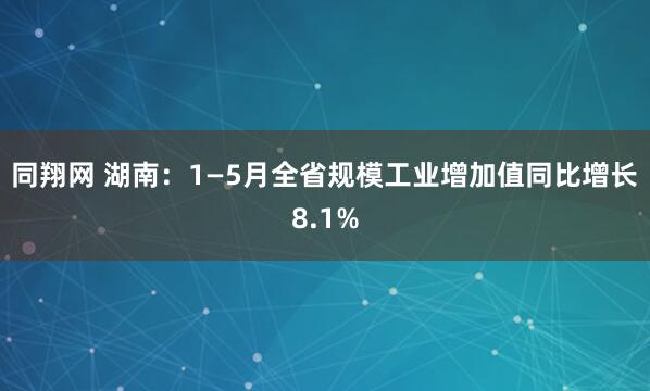 同翔网 湖南：1—5月全省规模工业增加值同比增长8.1%