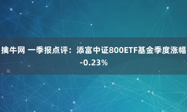 擒牛网 一季报点评：添富中证800ETF基金季度涨幅-0.23%